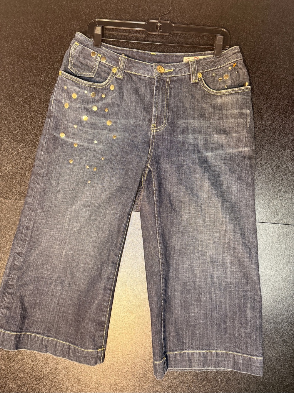 Seven7 Limited Edition Y2K Cropped Jorts Women’s Size 14 Studded Wide Leg Denim
